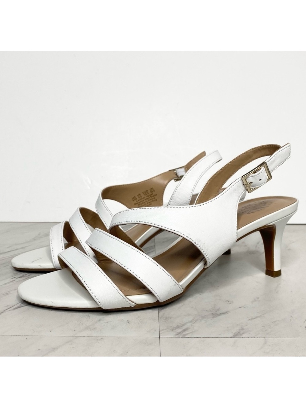 Naturalizer Taimi White Leather Heeled Sandal 9 1/2 W